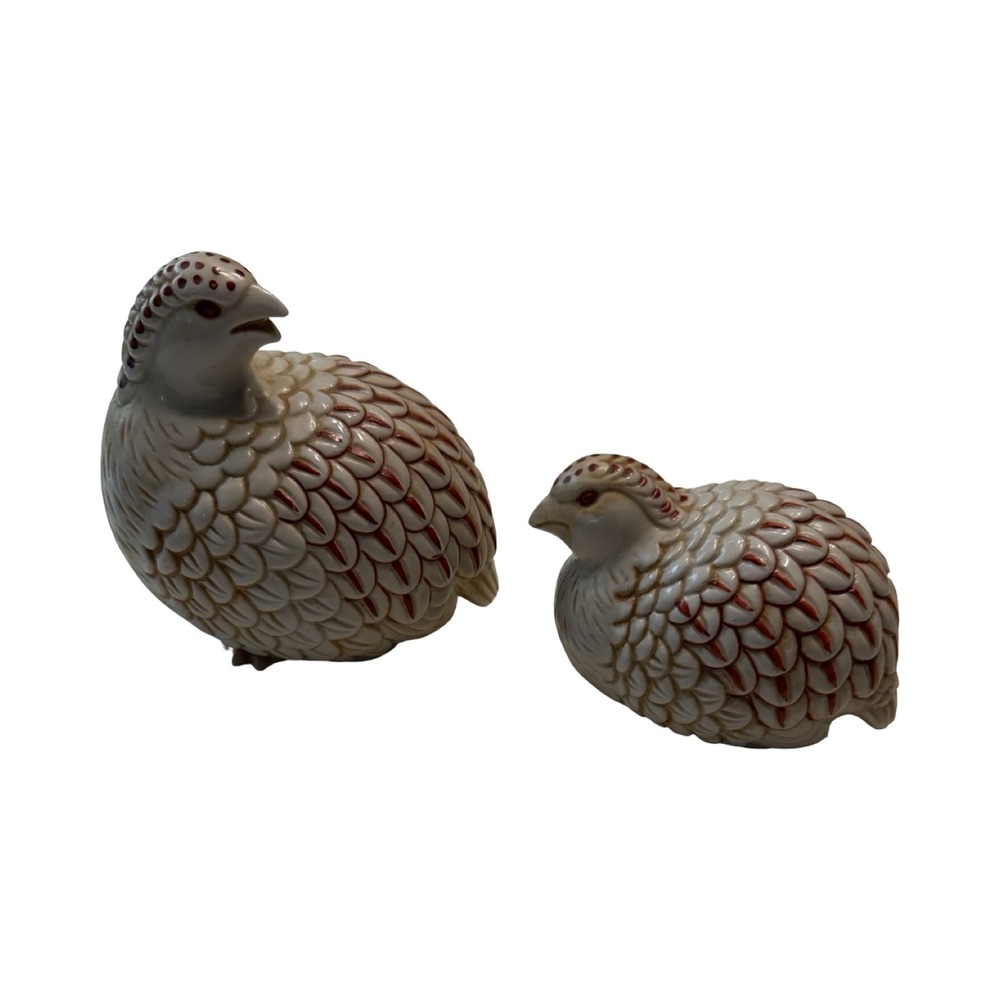 Vintage Ceramic Quail Figurines Set of 2 Hand Painted Japan Bird‎ Statues MCM